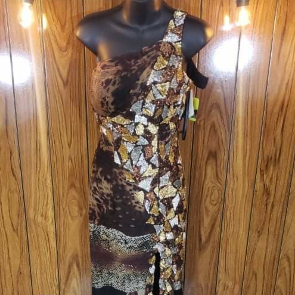 Cassandra Stone - Mac Duggal - Long Dress - Color Animal - Size 2 - MD76196A